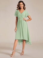 Chiffon High-Low Wedding Guest Dress for Women | A-Line Silhouette