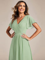 Chiffon High-Low Wedding Guest Dress for Women | A-Line Silhouette