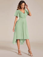 Chiffon High-Low Wedding Guest Dress for Women | A-Line Silhouette