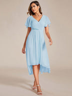 Chiffon High-Low Wedding Guest Dress for Women | A-Line Silhouette