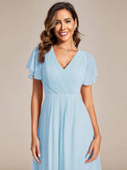 Chiffon High-Low Wedding Guest Dress for Women | A-Line Silhouette