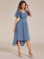Chiffon High-Low Wedding Guest Dress for Women | A-Line Silhouette