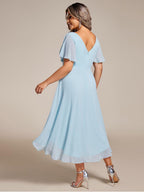 Chiffon High-Low Wedding Guest Dress for Women | A-Line Silhouette