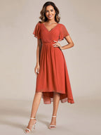 Chiffon High-Low Wedding Guest Dress for Women | A-Line Silhouette
