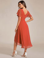 Chiffon High-Low Wedding Guest Dress for Women | A-Line Silhouette