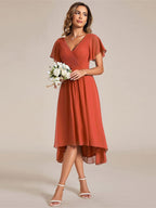 Chiffon High-Low Wedding Guest Dress for Women | A-Line Silhouette