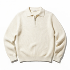 Polyester Ribbed Quarter-Zip Jumper for Men | Winter Casual Wear