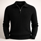 Polyester Ribbed Quarter-Zip Jumper for Men | Winter Casual Wear