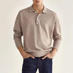 Polycotton Knitted Long Sleeve Polo Shirt for Men | Collared Top