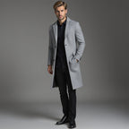 Grey Slim Fit Winter Coat for Men | Classic Formal Occasion Wear