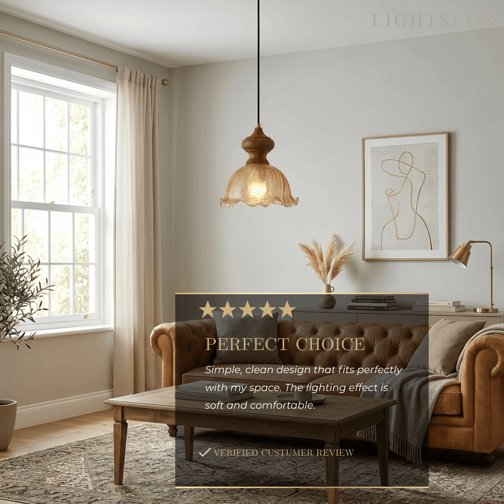 Vetro Vintage Pendant Light -- Rippled Glass & Brass for Dining Room