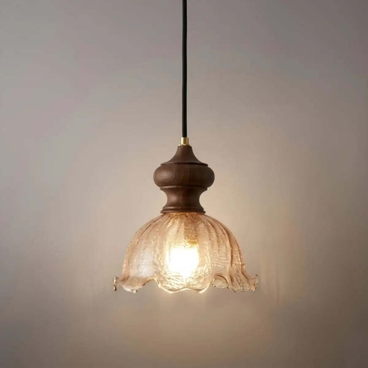 Vetro Vintage Pendant Light -- Rippled Glass & Brass for Dining Room