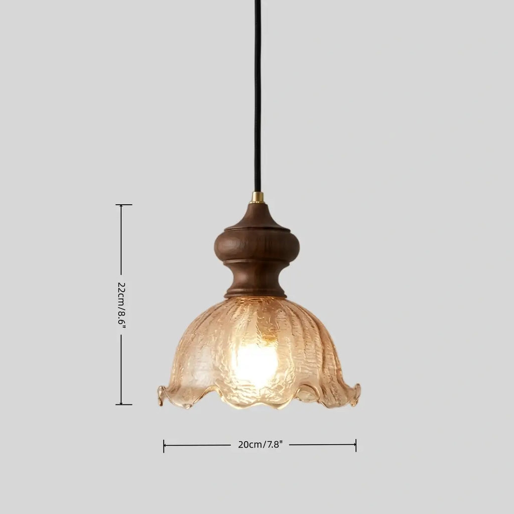 Vetro Vintage Pendant Light -- Rippled Glass & Brass for Dining Room