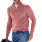 V Neck Zip Jumper with Long Sleeves for Men | Knitwear