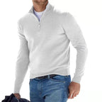 V Neck Zip Jumper with Long Sleeves for Men | Knitwear