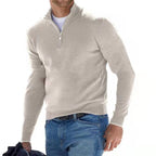 V Neck Zip Jumper with Long Sleeves for Men | Knitwear
