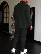 Slim Fit Two Piece Tailored Business Suit Set with Blazer and Trousers for Men