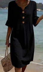 Yellow V-Neck Midi Dress for Women | Summer Casual Occasion