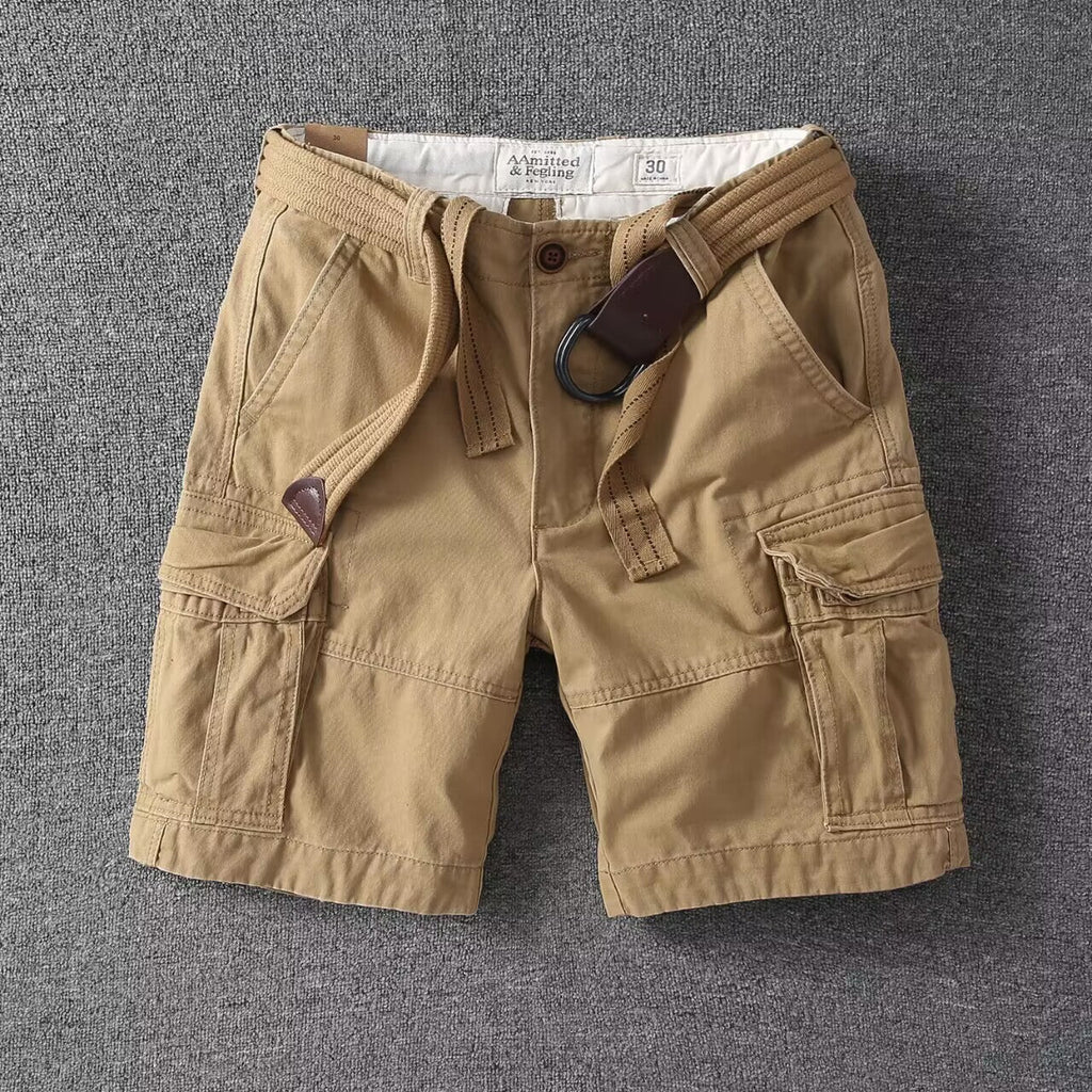Washed Charcoal Relaxed Fit Cargo Shorts for Men | Utility Bottoms