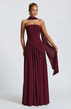 Women Maxi Dress | Strapless cut with asymmetrical waist detail