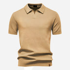 Cotton Knit V-Neck Polo Shirt for Men | Short Sleeve Regular Fit
