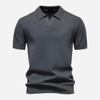 Cotton Knit V-Neck Polo Shirt for Men | Short Sleeve Regular Fit