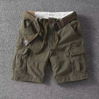 Washed Charcoal Relaxed Fit Cargo Shorts for Men | Utility Bottoms