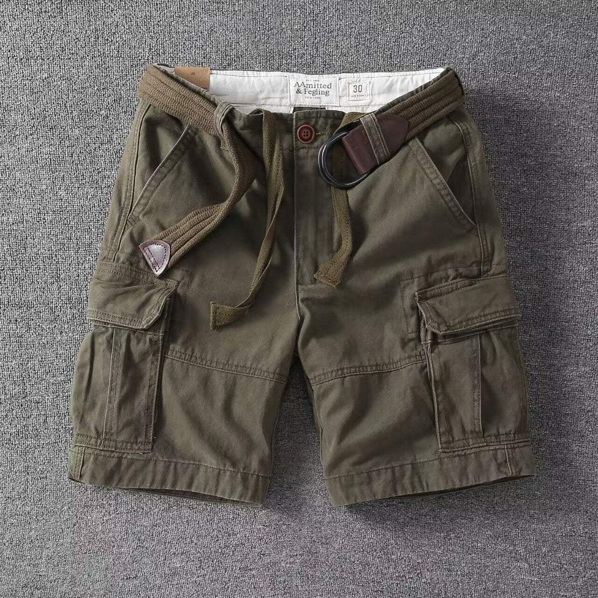 Washed Charcoal Relaxed Fit Cargo Shorts for Men | Utility Bottoms