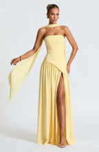 Women Maxi Dress | Strapless cut with asymmetrical waist detail
