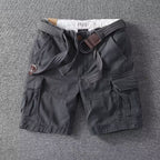 Washed Charcoal Relaxed Fit Cargo Shorts for Men | Utility Bottoms