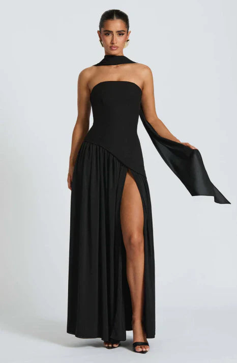 Women Maxi Dress | Strapless cut with asymmetrical waist detail