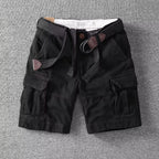 Washed Charcoal Relaxed Fit Cargo Shorts for Men | Utility Bottoms
