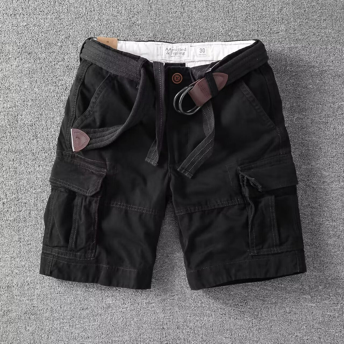 Washed Charcoal Relaxed Fit Cargo Shorts for Men | Utility Bottoms