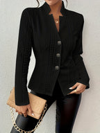 White Grey Pink Beige Structured Button Front Blazer for Women