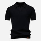 Cotton Knit V-Neck Polo Shirt for Men | Short Sleeve Regular Fit