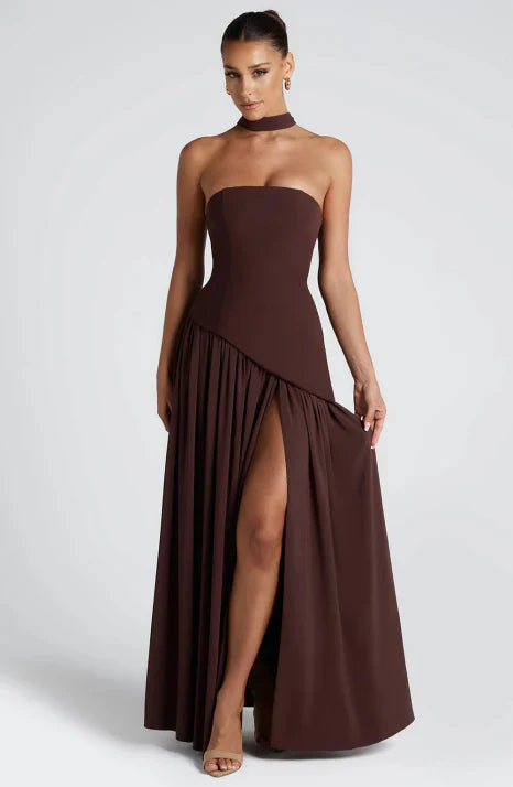 Women Maxi Dress | Strapless cut with asymmetrical waist detail