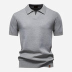 Cotton Knit V-Neck Polo Shirt for Men | Short Sleeve Regular Fit