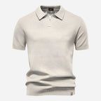 Cotton Knit V-Neck Polo Shirt for Men | Short Sleeve Regular Fit