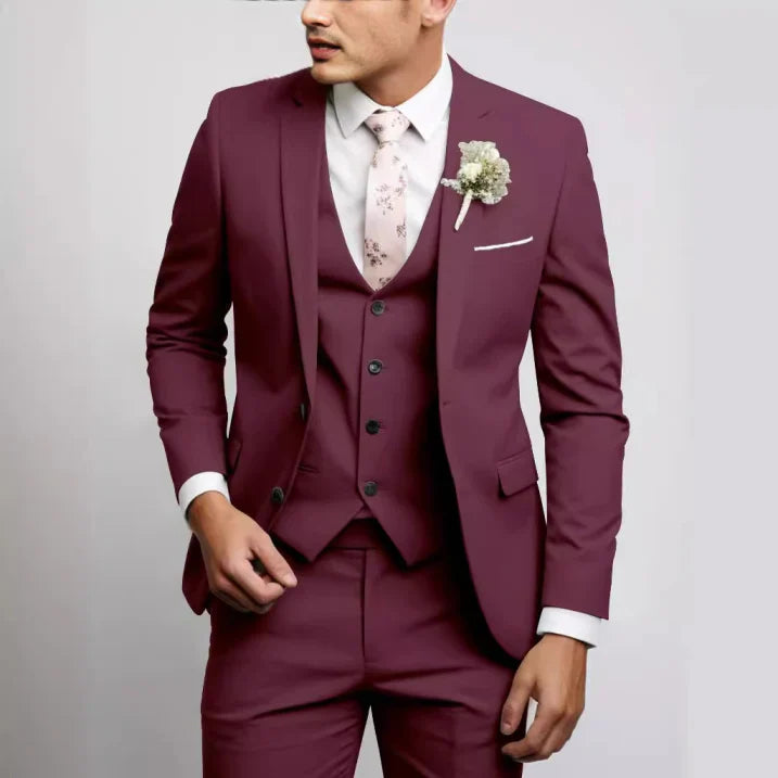 Slim Fit Three Piece Suit for Men | Formal Wedding Guest Wear
