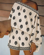 Viscose Lantern Sleeve Off-Shoulder Co-ord Set for Women | Summer
