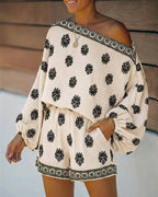 Viscose Lantern Sleeve Off-Shoulder Co-ord Set for Women | Summer
