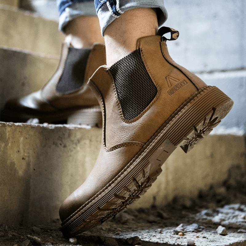 Men's Waterproof Steel Toe Cap Safety Boots with Non-Slip Sole