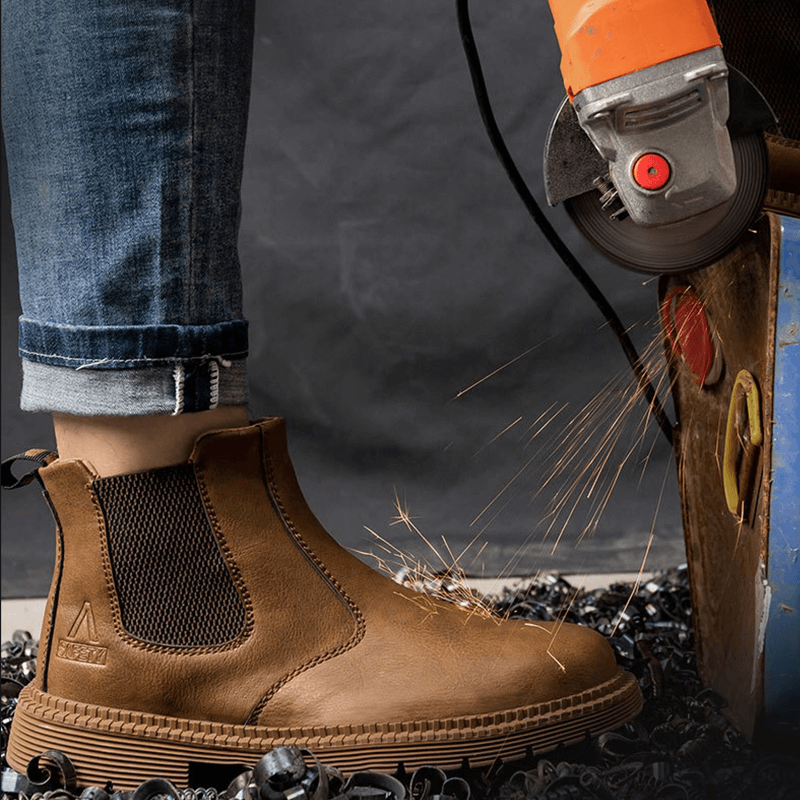 Men's Waterproof Steel Toe Cap Safety Boots with Non-Slip Sole
