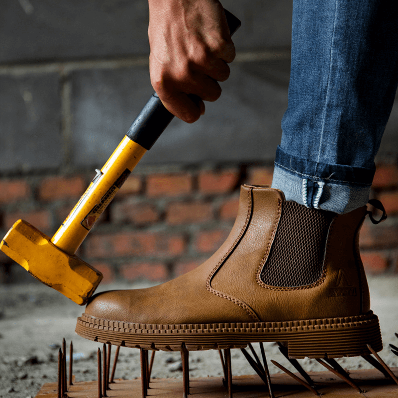 Men's Waterproof Steel Toe Cap Safety Boots with Non-Slip Sole