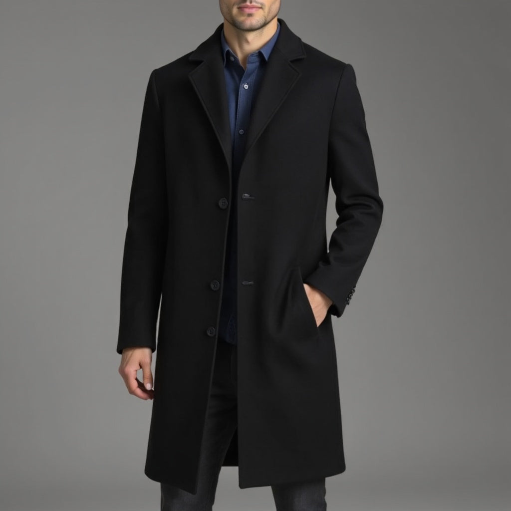 Grey Slim Fit Winter Coat for Men | Classic Formal Occasion Wear