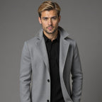 Grey Slim Fit Winter Coat for Men | Classic Formal Occasion Wear