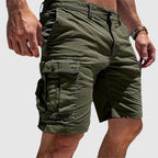 Washed Cotton Cargo Shorts for Men Knee Length Relaxed Fit