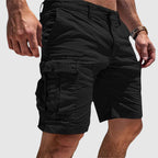 Washed Cotton Cargo Shorts for Men Knee Length Relaxed Fit