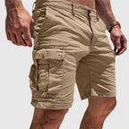 Washed Cotton Cargo Shorts for Men Knee Length Relaxed Fit