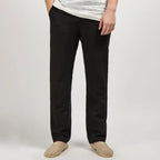 Beige Linen Lightweight Relaxed Fit Straight Leg Summer Trousers for Men